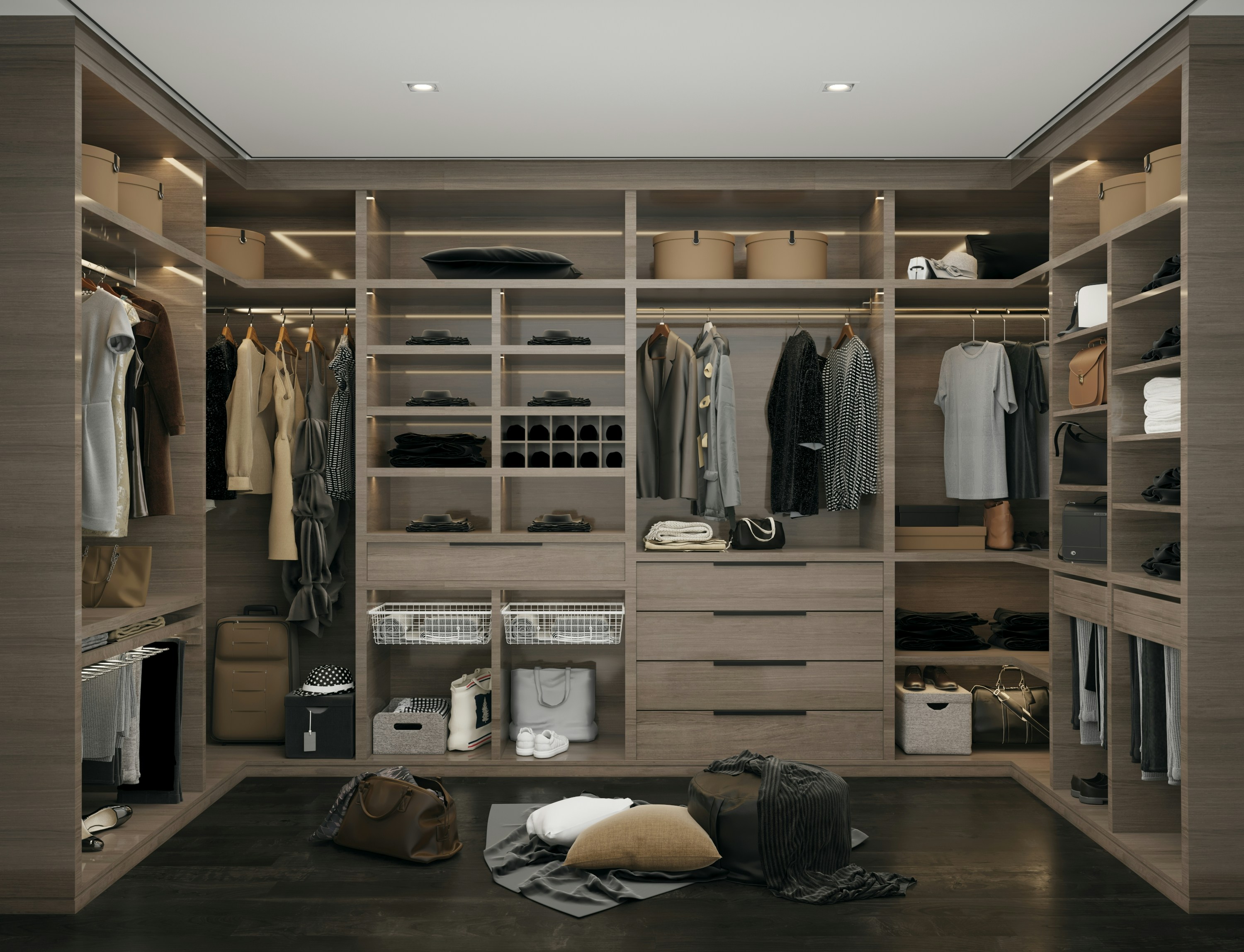 Custom wardrobe design with sliding doors and mirrors